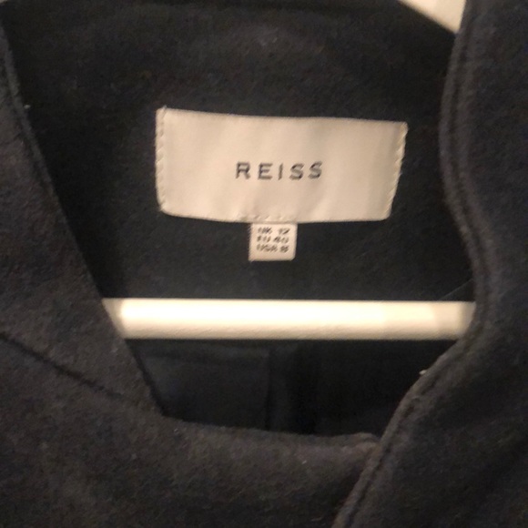 REISS navy blue wrap shirt coat US size 8 - Picture 2 of 5